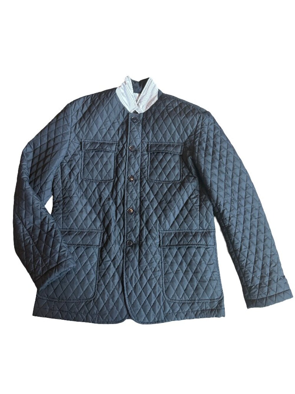 Enzo Navy Quilted Diamond Jacket Coat Button Front Fall Winter Size Large Men's